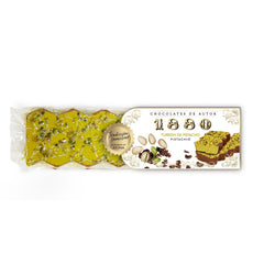 Turrón artesanal de chocolate y pistacho, 200g, textura cremosa, calidad superior, ingredientes finos, sabor auténtico, el turrón más caro del mundo