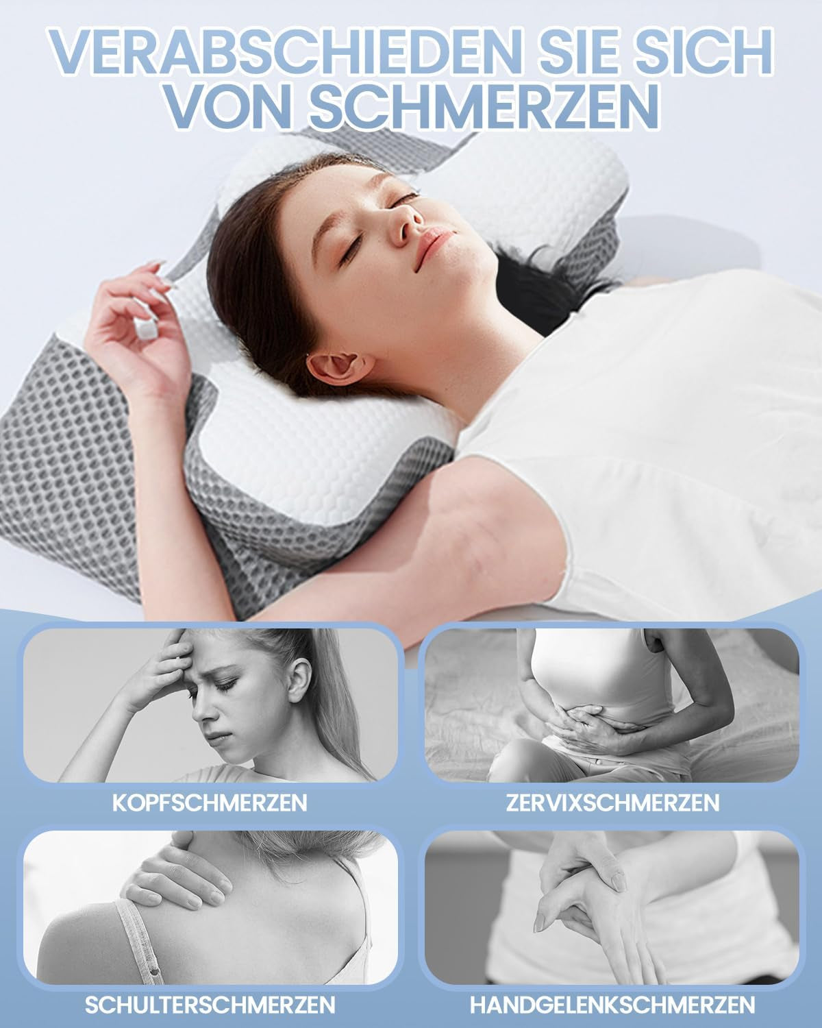 Pernă pentru gât 2 în 1 Pernă, pernă cu spumă de memorie, pernă ortopedică ergonomică, 2 înălțimi de dormit, pernă de sprijin pentru gât pentru sprijin lateral / spate / burtă Perne ortopedice cervicale Naty Shop