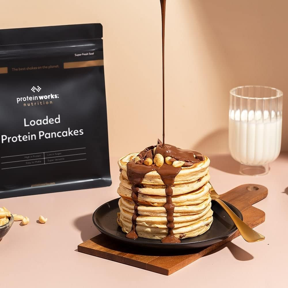 Protein Works - Pfannkuchen de proteínas cargadas | Premium Pfannkuchen Mischung | Tortitas Eiweiss | Panqueques proteicos | 8 porciones | Naturalmente | Mezcla para hornear y cocinar 500G Naty Shop