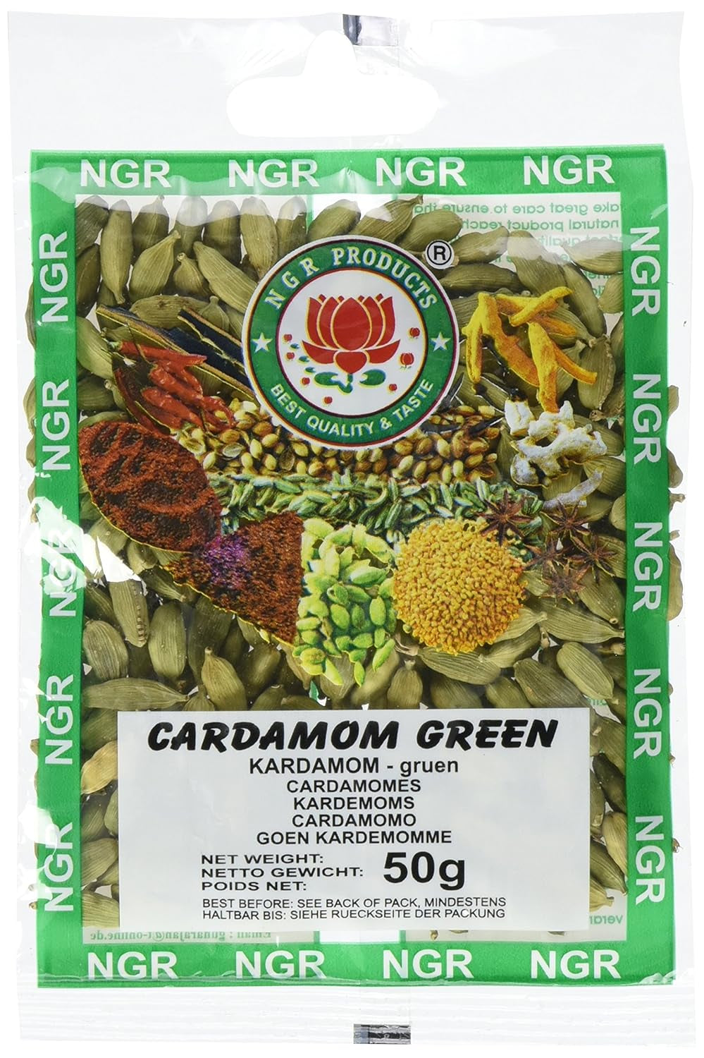 Cardamomo, verde, entero, 50 g (1 paquete de 50 g)
