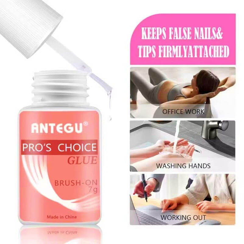 Lipici extra puternic pentru unghii – Include pensulă, 4 x 7g lipici pentru extensii de unghii, lipici acrilic pentru vârfuri și lipici artificial pentru unghii