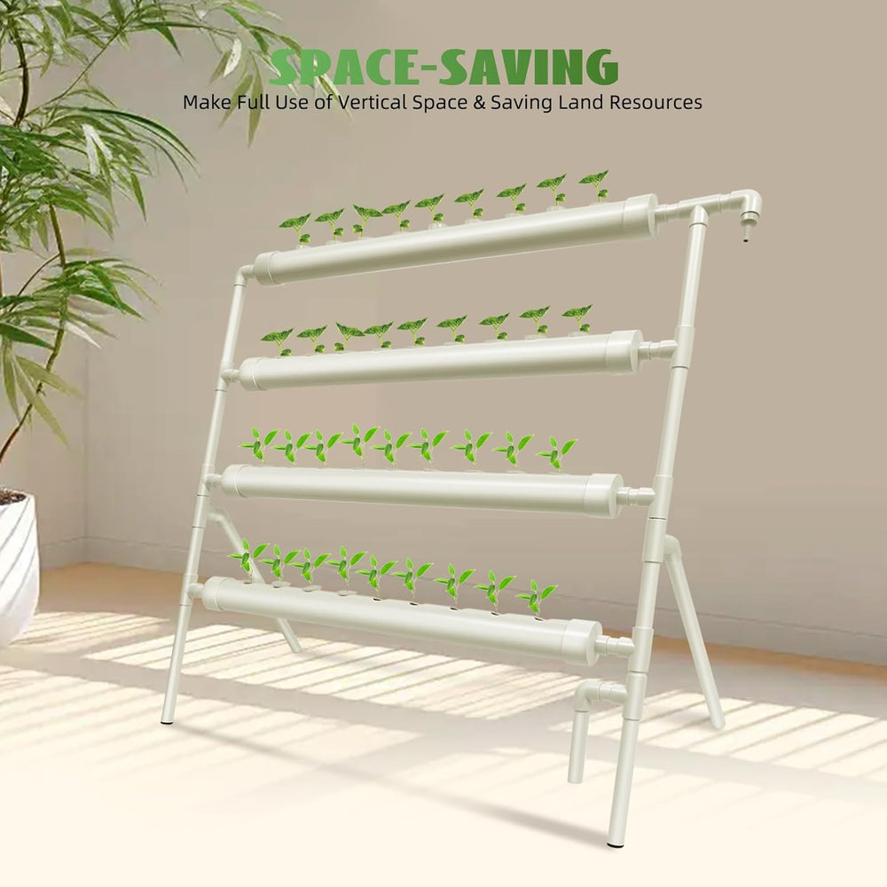 Sistema hidropónico, kit de cultivo hidropónico en torre, soporte para macetero de 4 niveles con 36 agujeros para plantar, sistemas de cultivo de plantas sin suelo para jardín, oficina y otros espacios interiores y exteriores