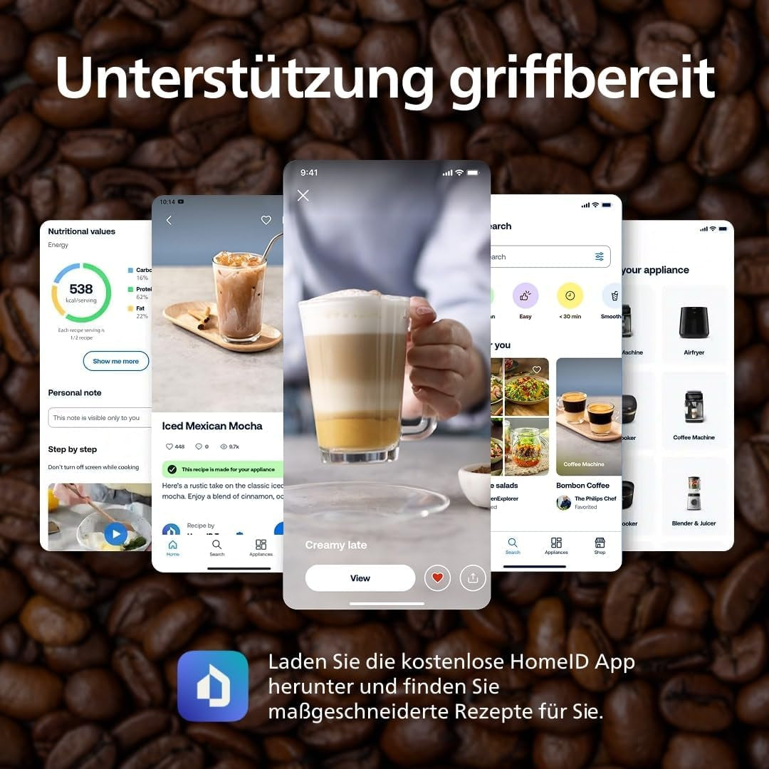 Espressor automat PHILIPS seria 2200 - 2 specialități de cafea, afișaj tactil, spumator clasic de lapte, râșniță ceramică, negru mat (EP2220/10)