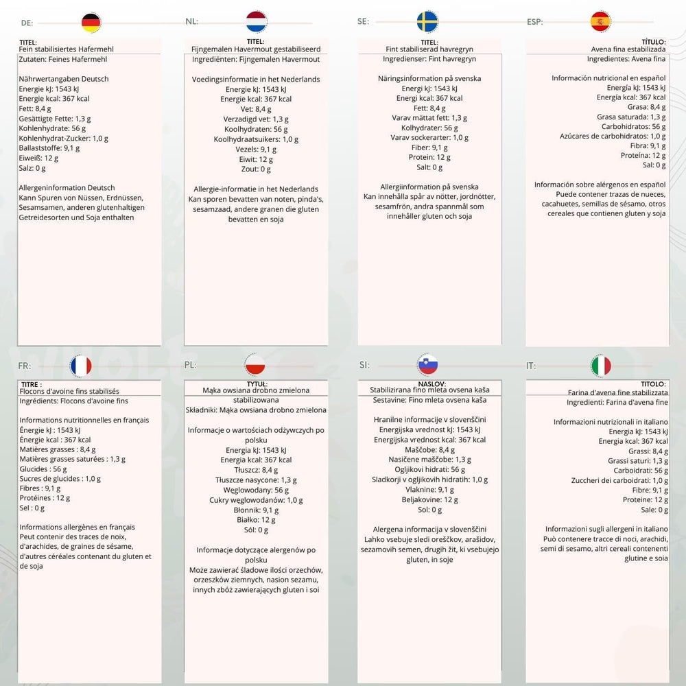 Fulgi de ovăz Fine - Fără OMG - Vegan - Fără lapte - Fără zahăr adăugat 1kg Cereale Naty Shop