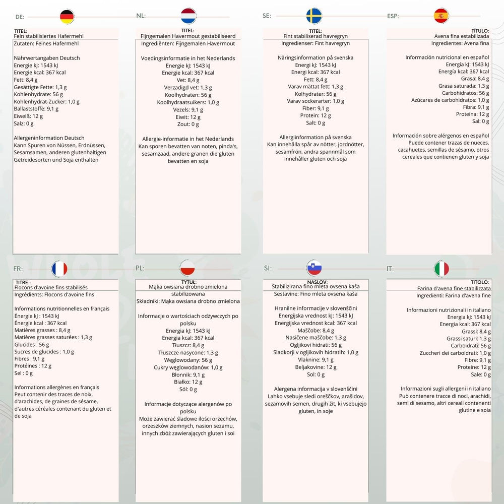 Avena Fina Wholefood Earth - sin OGM - vegana - sin lácteos - sin azúcares añadidos 1 kg