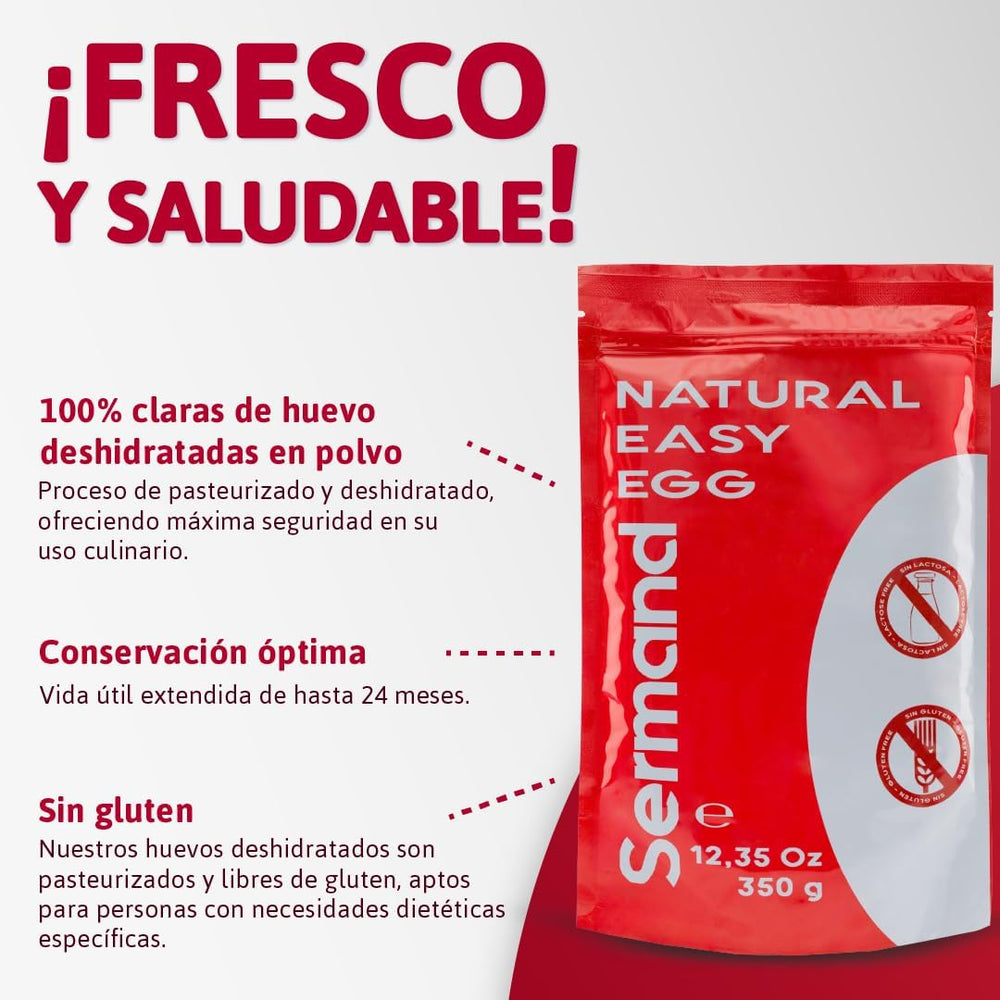 Eiklarpulver (350g) | Getrocknetes Eiklar Pulver | Eialbumin para Backen & Kochen | Ohne Zusatztoffe | Envasado en bolsa con cremallera sin lactosa