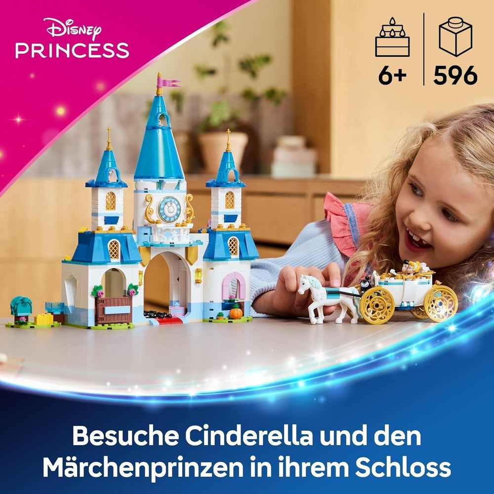 LEGO Ç€ Castillo de Disney Princess Cenicienta y carruaje tirado por caballos, set para niñas a partir de 6 años, fantástico juguete con minimuñecas de la princesa Cenicienta y el príncipe azul, idea de regalo para fans de Disney 43275 Juegos de construcción Beuche den LEGO-Store