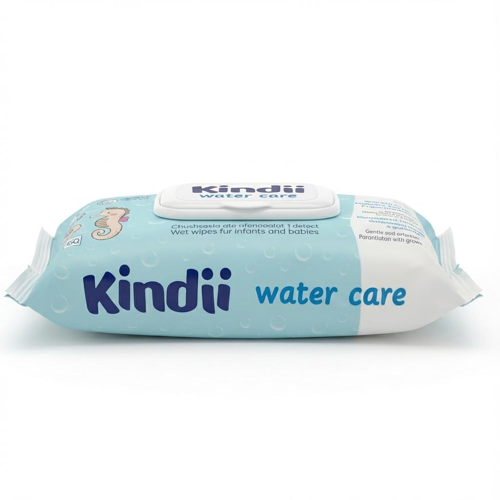 Toallitas húmedas Kindii Water Care - Toallitas Aqua Baby - 100% viscosa, 99,9% agua, extracto de pomelo, tamaño bufanda 150x200, 100% biodegradables, sin plástico, toallitas limpiadoras para pieles sensibles