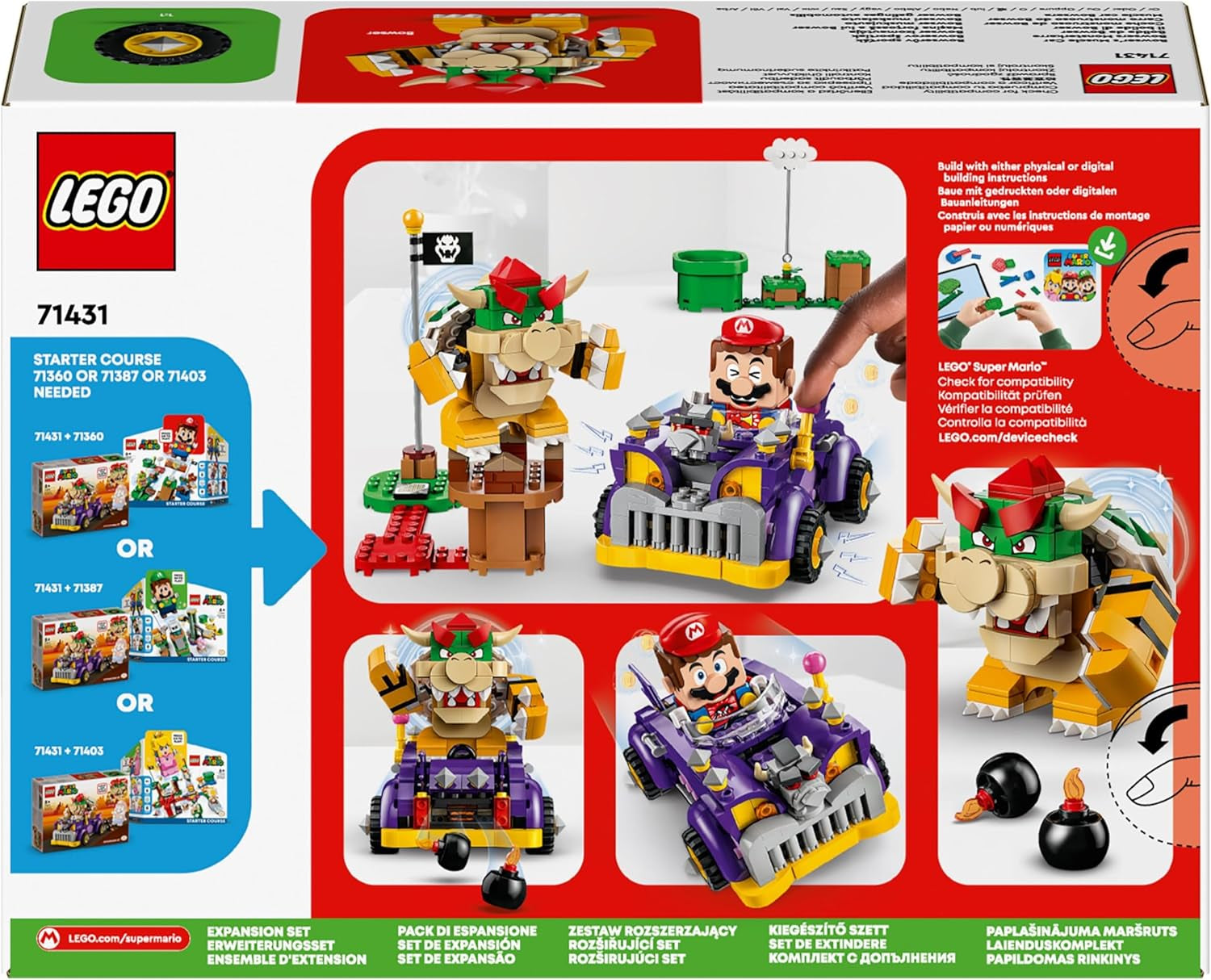 LEGO Super Mario Set de expansión Monster Cart de Bowser Coche de juguete Bowser para niños y niñas Set de un solo personaje Regalo para jugadores para niños de 8 años 71431 Juegos de construcción Besuche den LEGO-Store