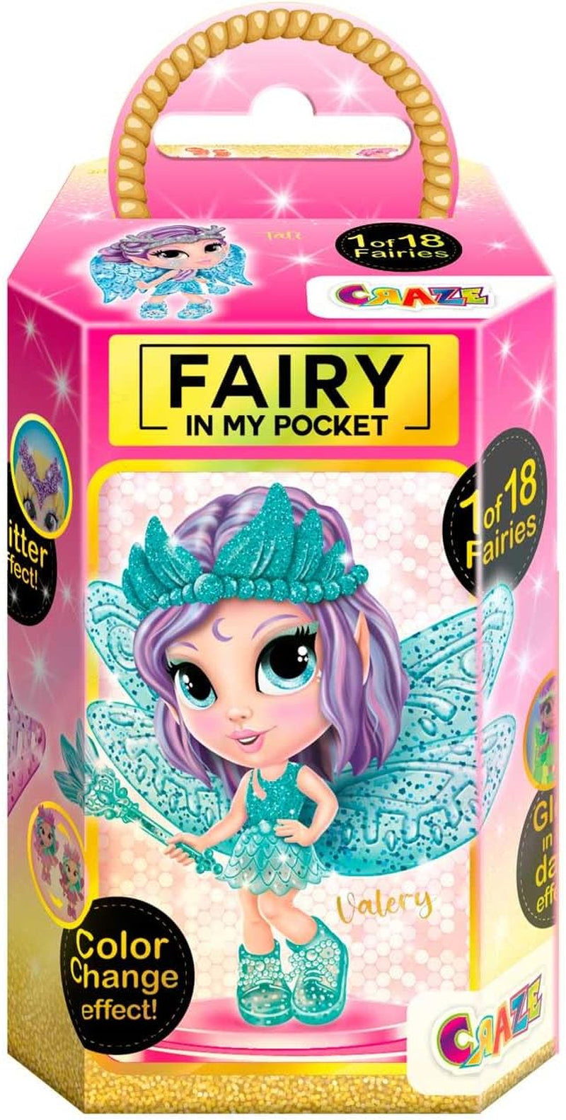Craze Fairy In My Pocket | Fee Puppe mit Flügel, Fee Spielzeug zum Sammeln mit Spezialeffekten wie Glitzer, Leuchten im Dunkeln und Farbwechsel