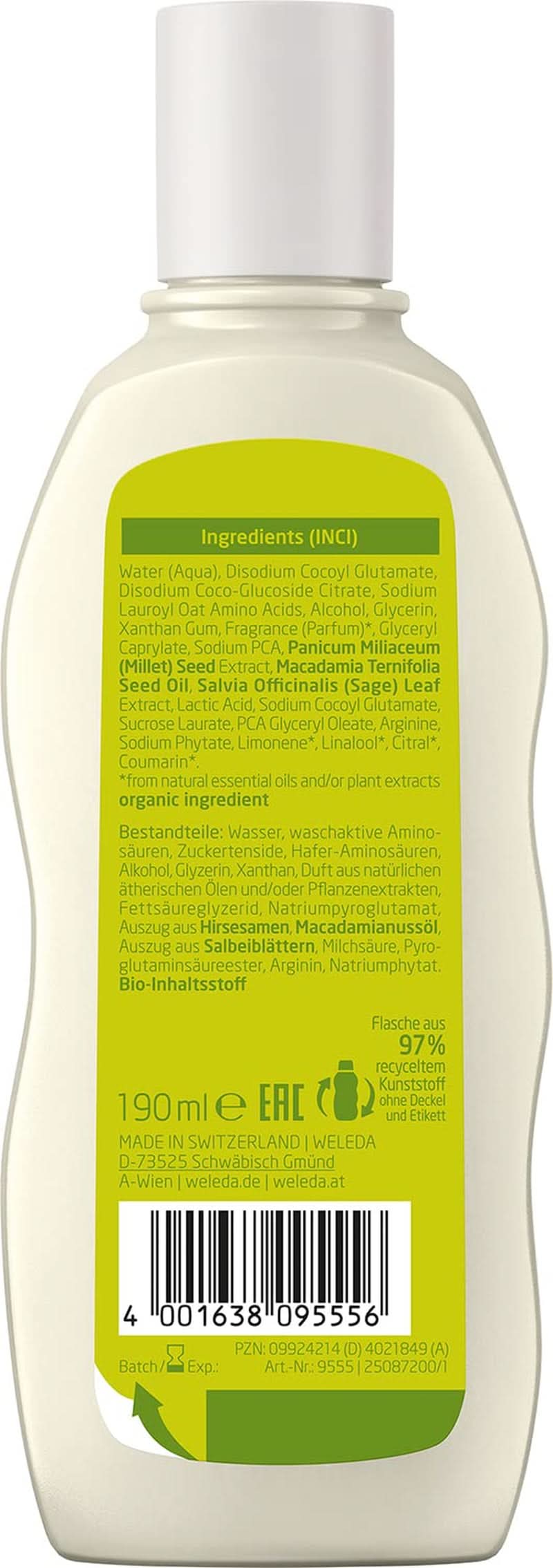 WELEDA Organic Millet Care Champú, limpieza delicada, 190 ml Ducha y baño Naty Shop