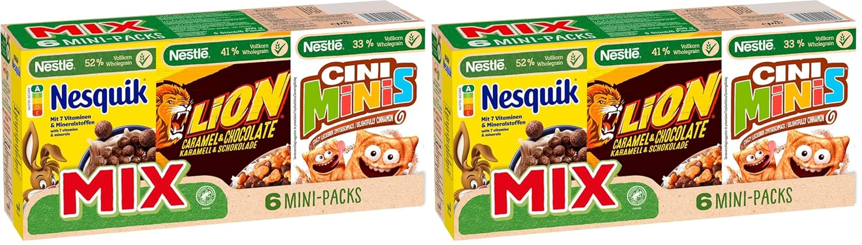 Mini paquetes de cereales Nestlé Mix, 6 piezas, 1 paquete (1x200g a 4x30g, 2x40g)