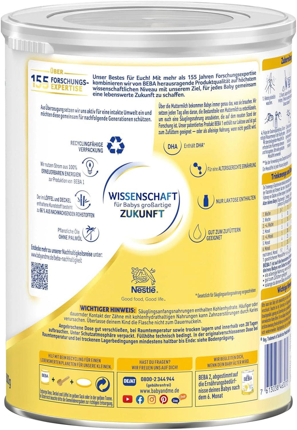 BEBÉ 1 leche inicial desde el nacimiento, solo lactosa, sin aceite de palma, paquete 3 (3 x 800 g) Tienda Madre e Hijo Naty