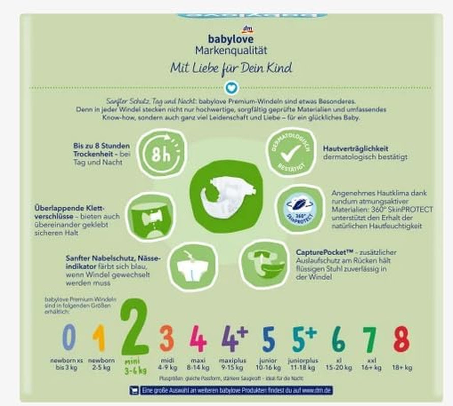 Pañales premium talla 2, mini, 3-6 kg, 42 piezas