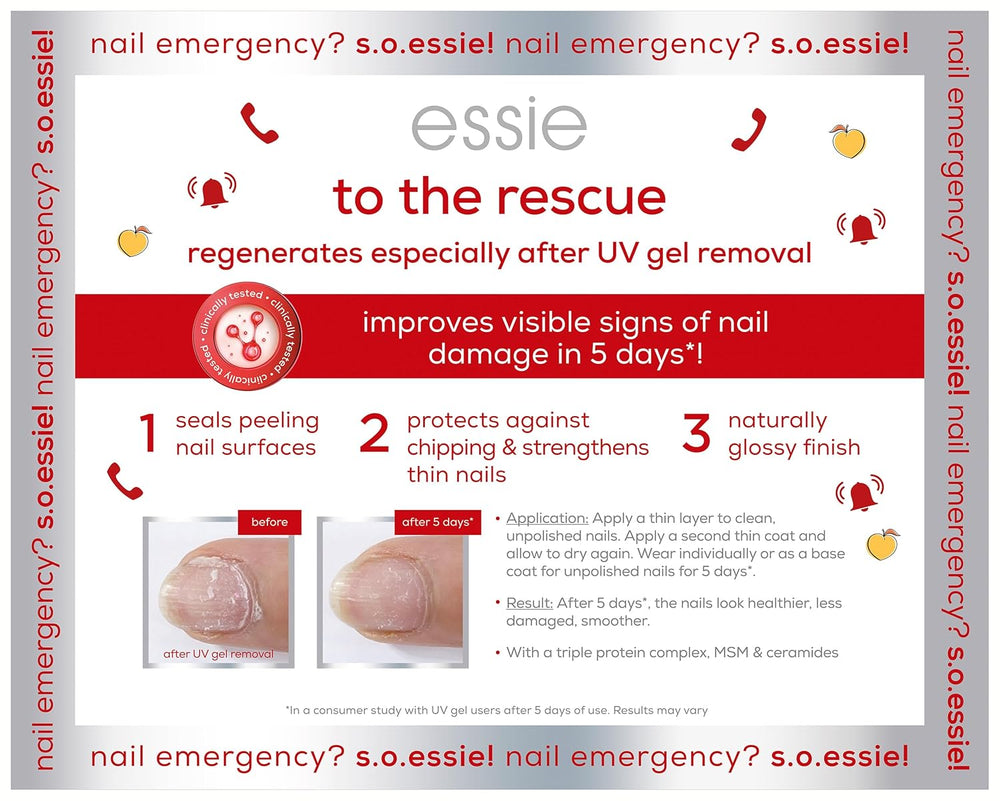 Essie Nail Rescue Kit: aceite para cutículas y uñas con aroma a albaricoque + esmalte de uñas reparador To the Rescue