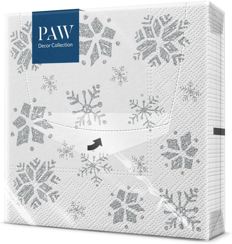 PAW - Șervețele 3 straturi (33 X 33 Cm) I 20 bucăți I Șervețele de hârtie colorate perfecte pentru masa de Crăciun I Șervețele - Crăciun, iarnă, ciulin, lampă I Bullfinch cu lampion