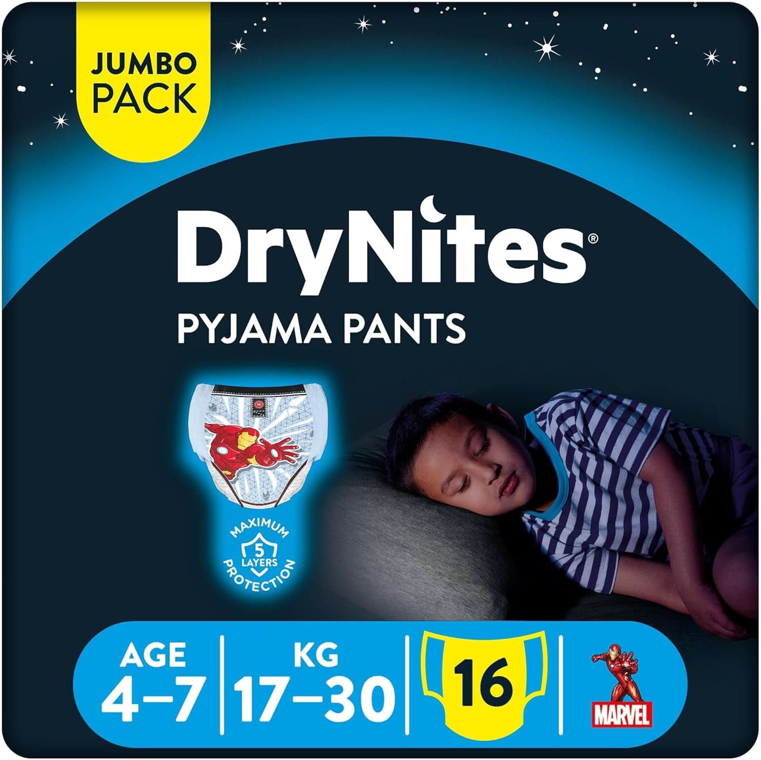 HUGGIES Pañales de noche Drynites, para niños 4-7 años (17-30 kg), 30 piezas Naty Shop