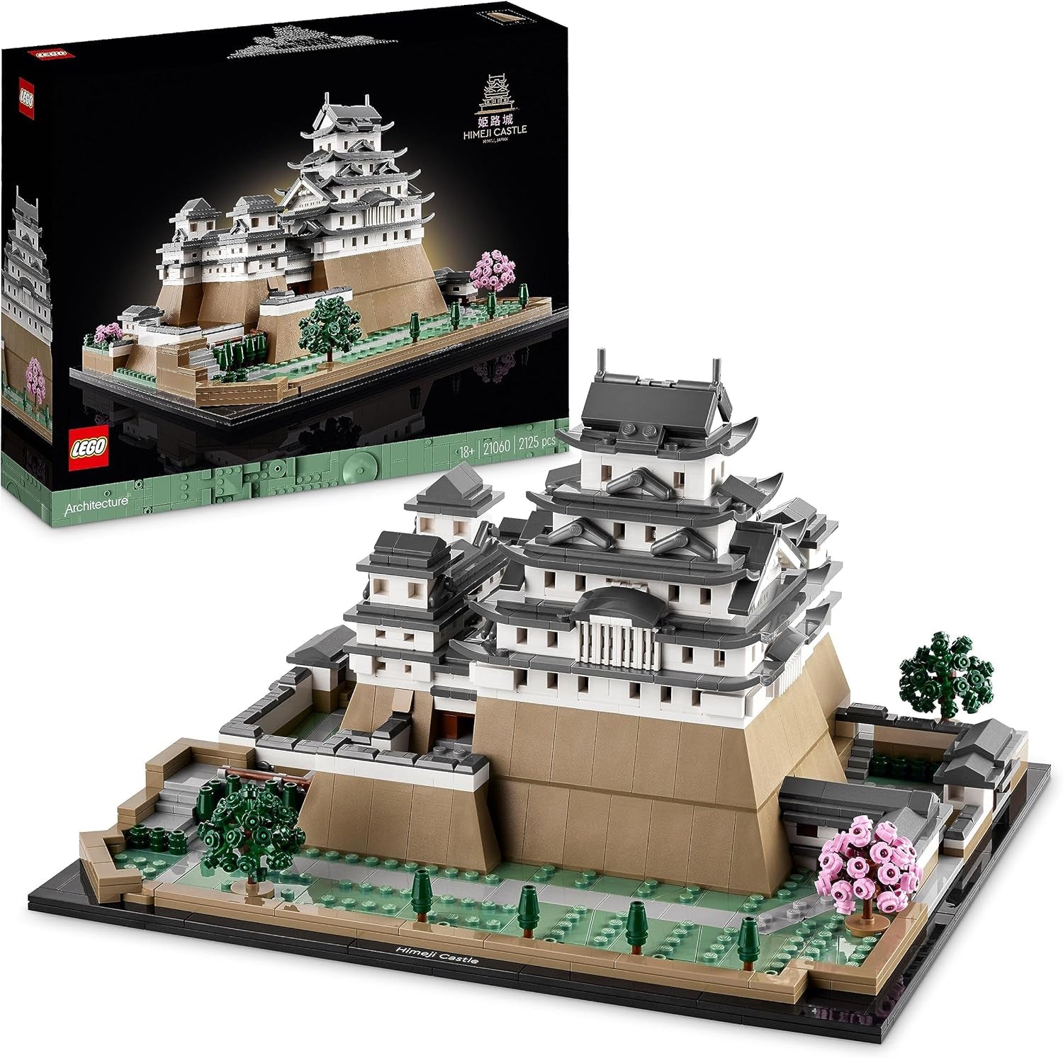 LEGO Architecture Kit de Modelo del Castillo Himeji para Adultos Colección Landmark Juego de Abanico de Jardinería Creativa y Cultura Japonesa con Árbol de Cerezo en Flor Regalo para Él y Ella 21060 Juegos de Construcción Besuche den LEGO-Store Single