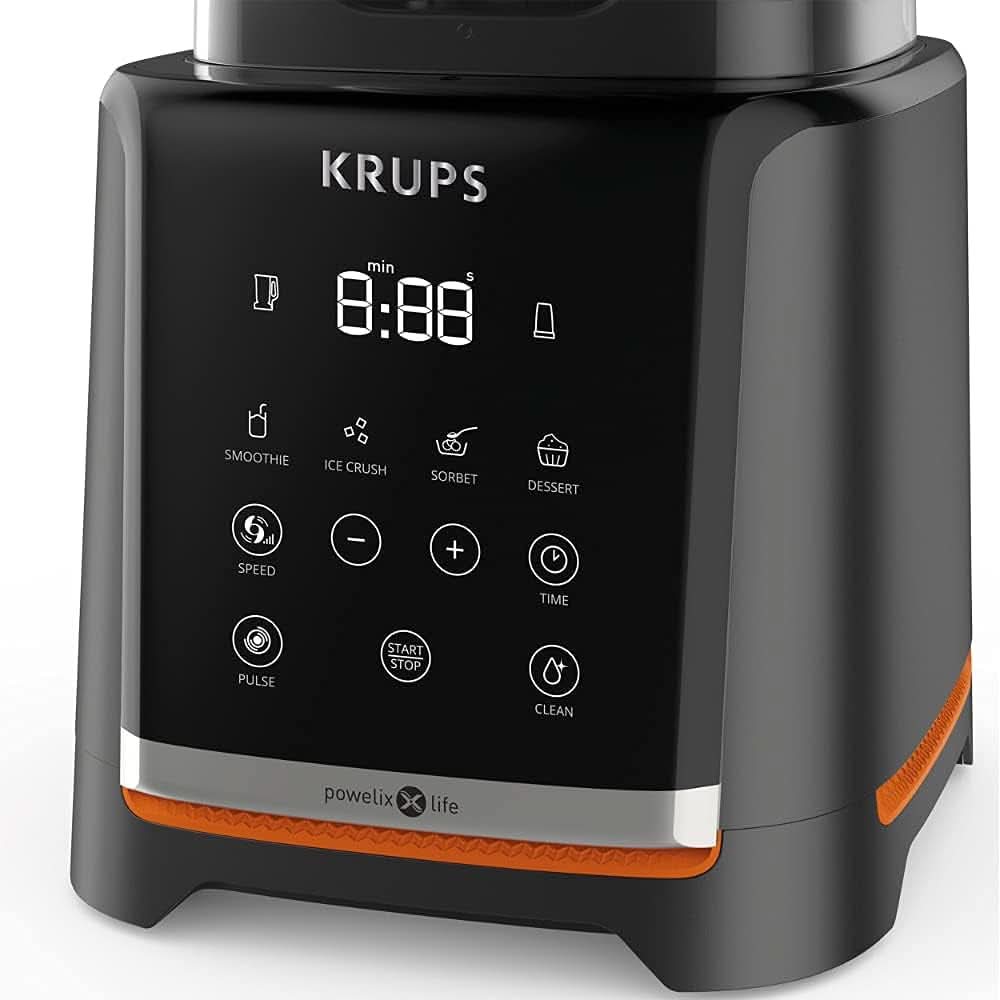 Krups Highspeed - Batidora de pie Infinymix KB9158 | 1600 vatios | 5 programas automáticos + instalación manual | Tritanbehälter | incluido Robo de seguridad | Batidos, batidos, hielo picado | Schwarz Cocina Tienda Naty