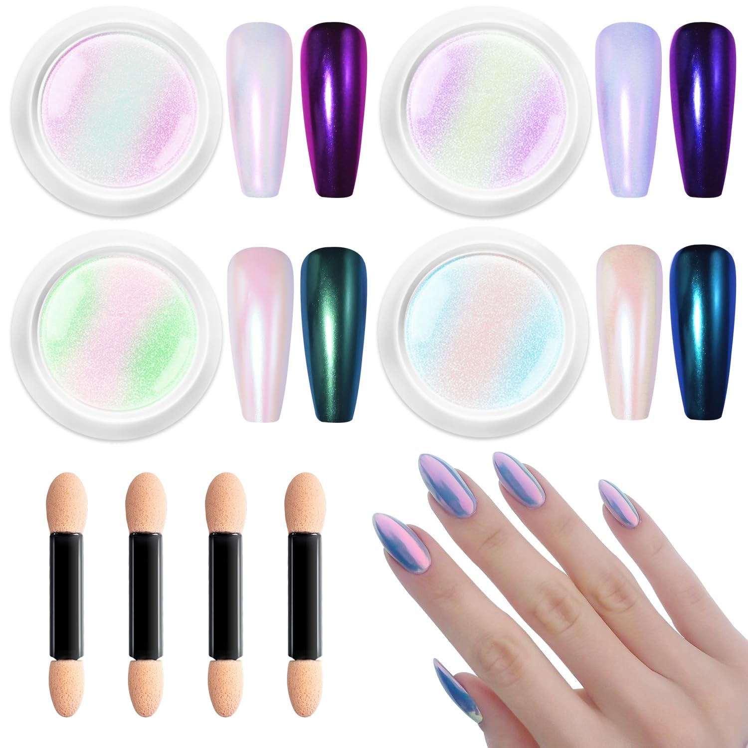BISHENGYF Rose Gold Chrome Nail PowderNeue Upgrade Grosse Kapazität Chrom PulverSuper-Spiegeleffekt Metall Mirror Chrome Powder –Neon Glassy Pearl Effect Glitter Nagelkunst Pulver Für DIY Salon