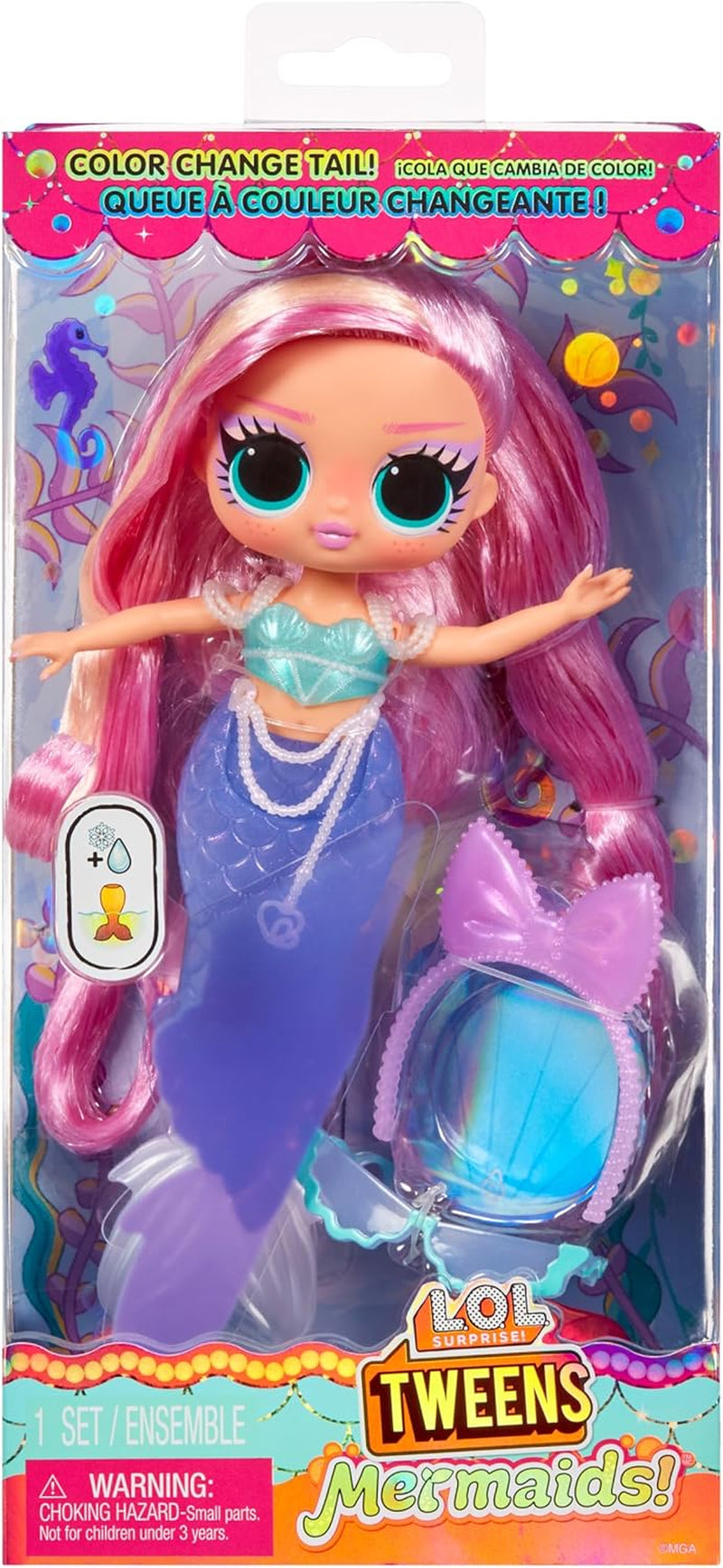 jajaja ¡Sorpresa! Preadolescentes - Sirena Lola Waves - Muñeca de moda con cola que cambia de color, aleta móvil y bonitos accesorios - juguete para niños y coleccionistas a partir de 4 años Naty Shop Dolls