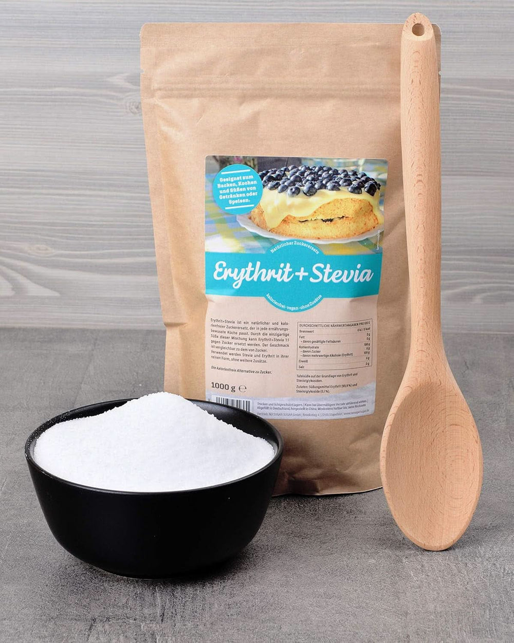 Eritritol + Stevia Sustituto natural del azúcar sin calorías 1:1, 1 Kg Edulcorantes Naty Shop