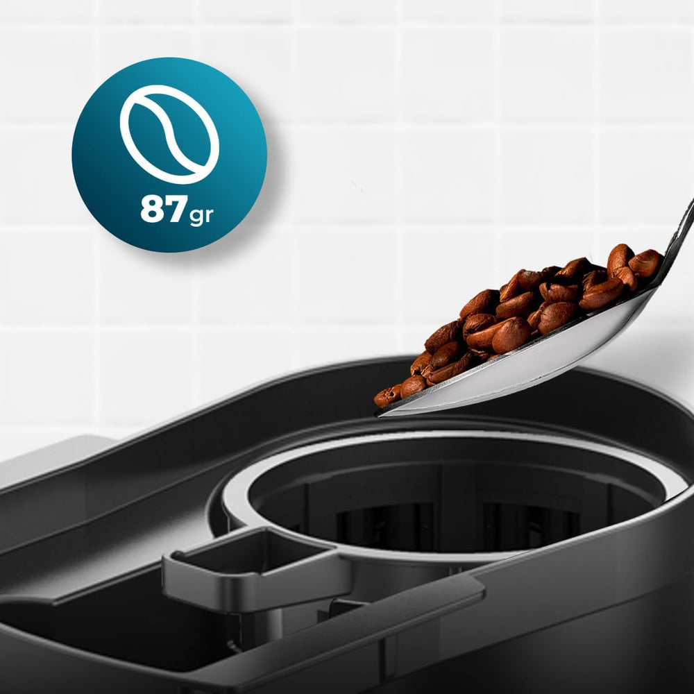 Cafetieră cu picurare Cecotec Coffee 66 Grind & Drop Essential. 1086 W, râșniță cu lame, până la 12 cești, tehnologie Extreme Aroma, digitală, oțel inoxidabil, cu oprire automată.