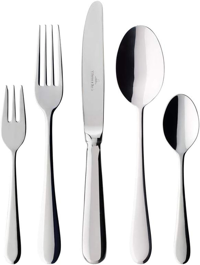 Villeroy & Boch – Oscar Tafelbesteck 24 Teilig 6 Personen, Spülmaschinenfest, Rostfrei, Besteck Set, Essbesteck, Messer Gabel Löffel Set, Cutlery Set, Besteckset Edelstahl, Edelstahl Bucatarie Naty Shop Single 30Tlg.