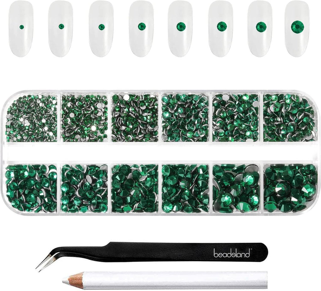 Beadsland 2500Pcs Glas Nailart Strasssteine Kristall Flatback Edelsteine Runde, ​​Für Handwerk Gemischt 8 Größen SS4 ~ SS30 Mit Picking Pinzette Und Stift (Kristall Weiss)