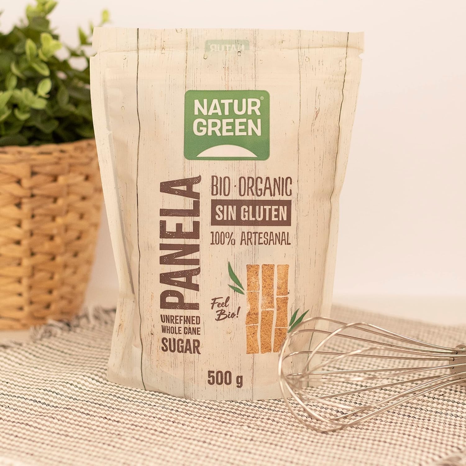 - Panel Cristalizado Orgánico, Azúcar Puro, Edulcorante Ecológico, Jugo de Caña Natural - 500G, Pack de 12 Edulcorantes Naty Shop