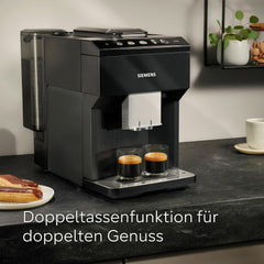 Espressor automat Siemens EQ500 classic, ecran TFT color, 5 tipuri de cafea și lapte, funcție dublă de preparare a ceștilor, curățare ușoară, unitate de preparare detașabilă, cu furtun de lapte, negru, TP511E19