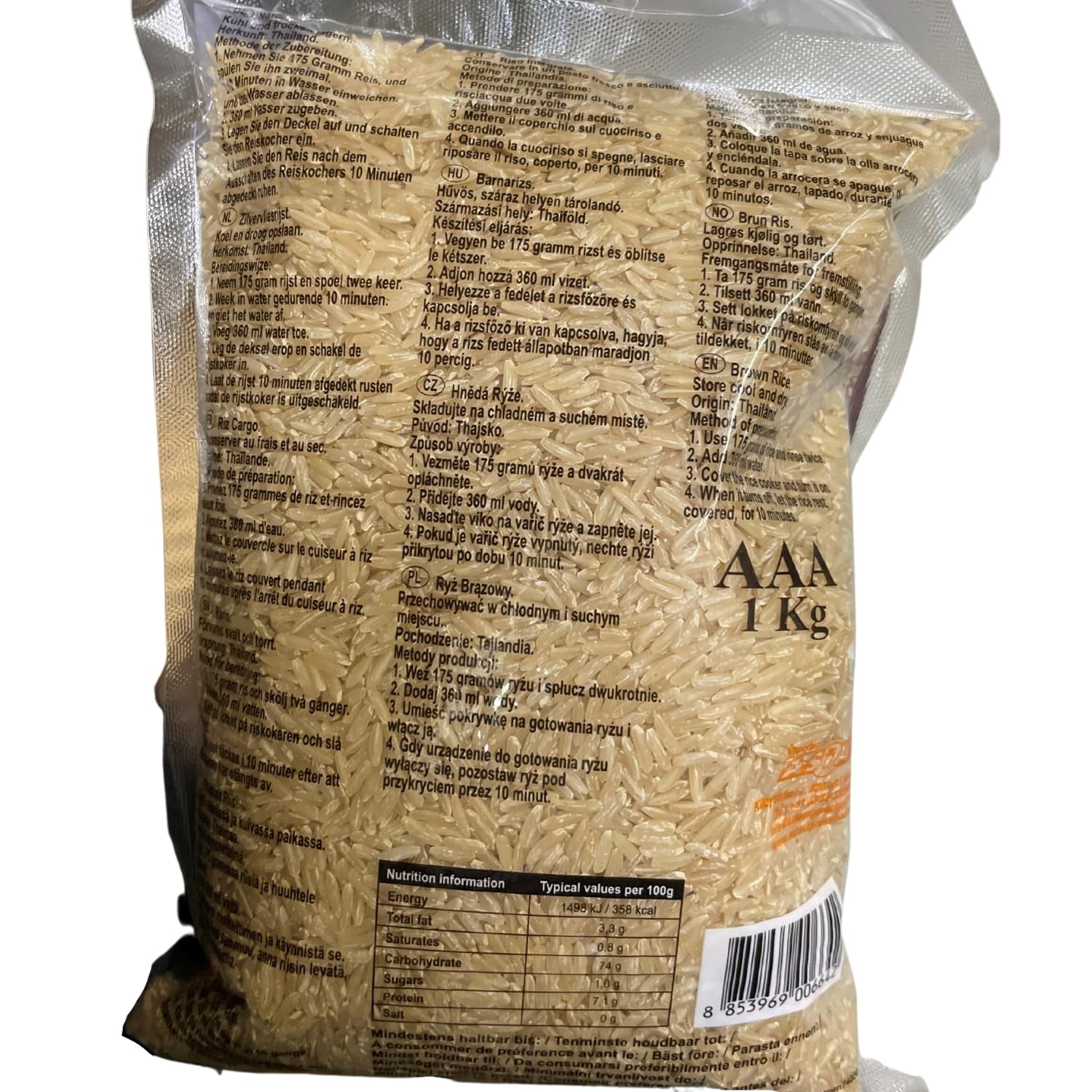 ARROZ ROYAL THAI - Arroz integral fragante de grano largo - 1 x 1 kg