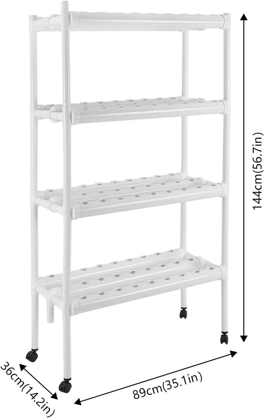 Kit de cultivo hidropónico con 108 lugares para plantar, 4 niveles con bomba de agua. Sistema hidropónico fabricado con tubos de PVC-U de calidad alimentaria para hortalizas de hogar, balcón, jardín y balcón.