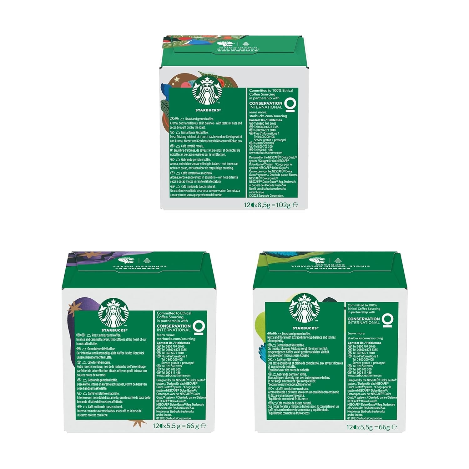 STARBUCKS Probierset, Espresso-Varianten by Nescafé Dolce Gusto Kaffeekapseln 6 x 12 (72 Kapseln) - Exklusiv bei Amazon