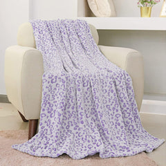 FY FIBER HOUSE flanel fleece throw, pătură din microfibră cu imprimare 3D ghepard, 228 X 274 cm, violet Plapumi si pilote Naty Shop