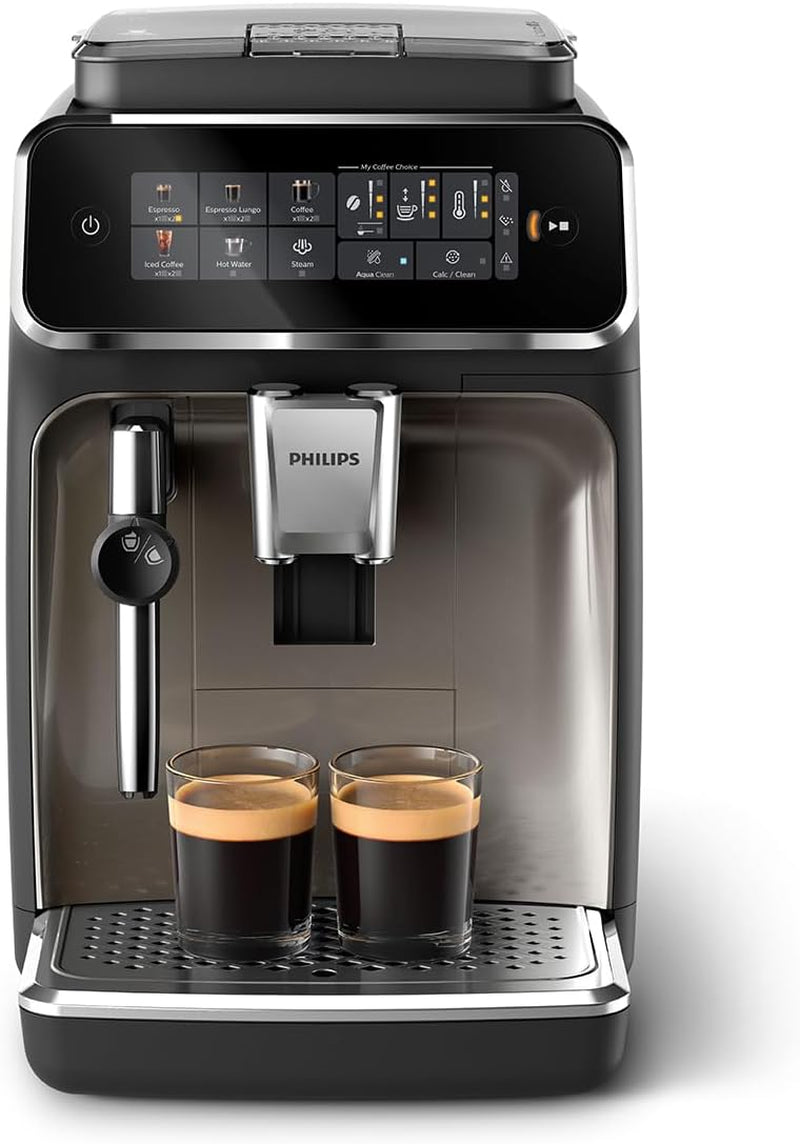 Espressor automat PHILIPS seria 2200 - 2 specialități de cafea, afișaj tactil, spumator clasic de lapte, râșniță ceramică, negru mat (EP2220/10)