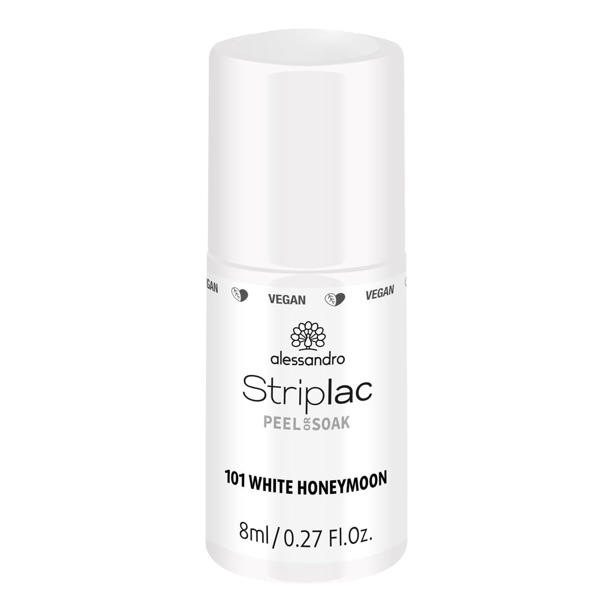 Esmalte de uñas UV Alessandro Striplac White Honeymoon - Delicado y duradero - Fácil eliminación gracias a la tecnología de eliminación - Vegano y libre de crueldad animal - 8 ml