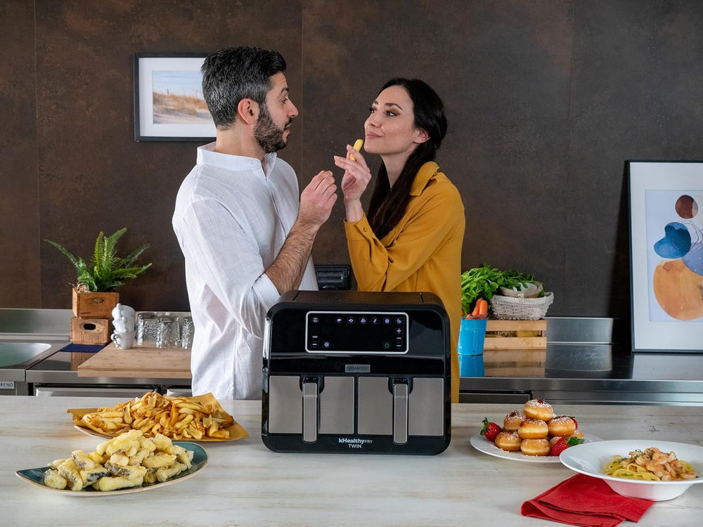 Kenwood Khealthy Twin Airfryer, 8L (2X4L), doble cámara, 8 programas, función Dual Cook & Sync Finish, pantalla táctil Electrodomésticos Naty Shop