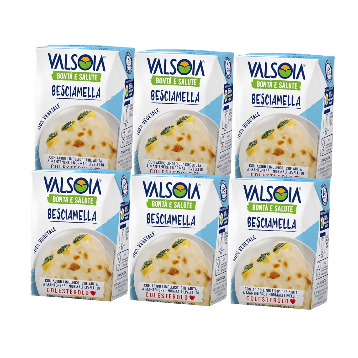 Acondicionador bechamel, Bechamel sin lactosa, Versátil en la cocina, Ideal para veganos y vegetarianos, 6 x 200 ml