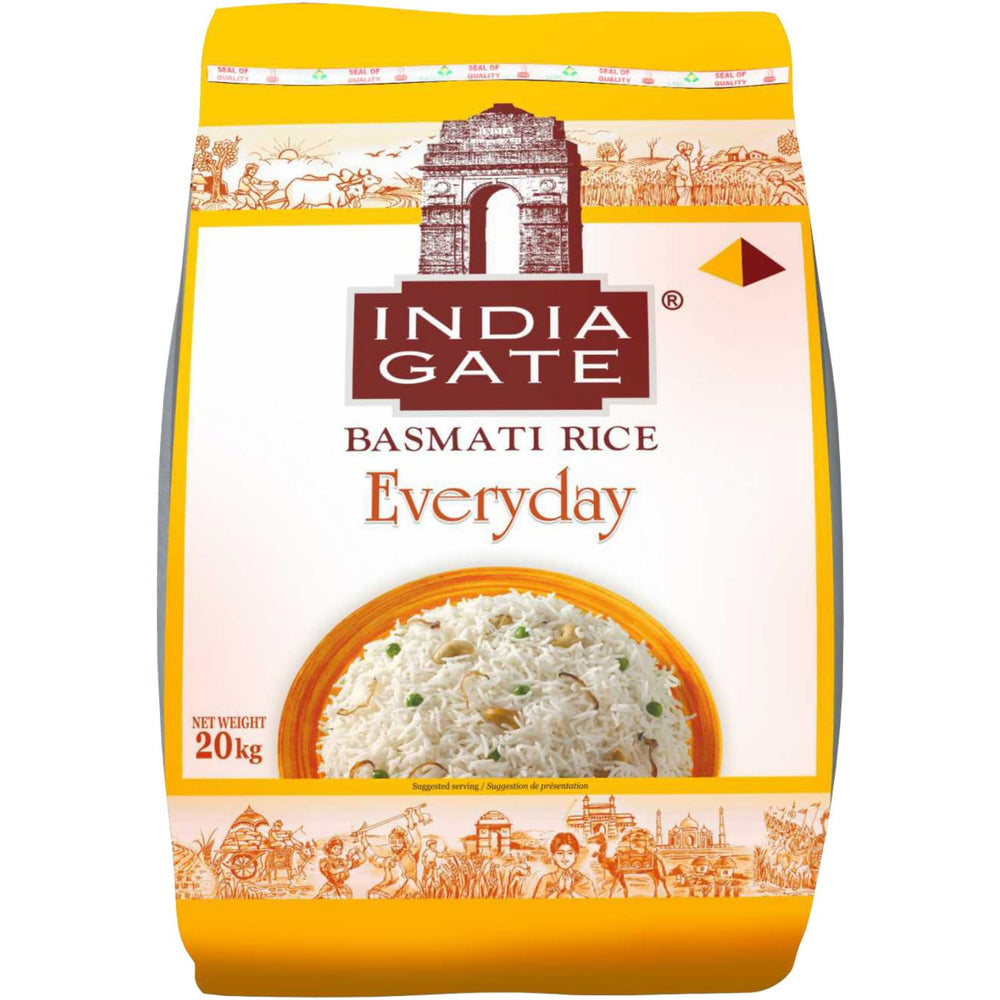 INDIA GATE Arroz Basmati Premium – Arroz fino y aromático de grano largo de la India, grano fino y largo (1 x 5 kg)