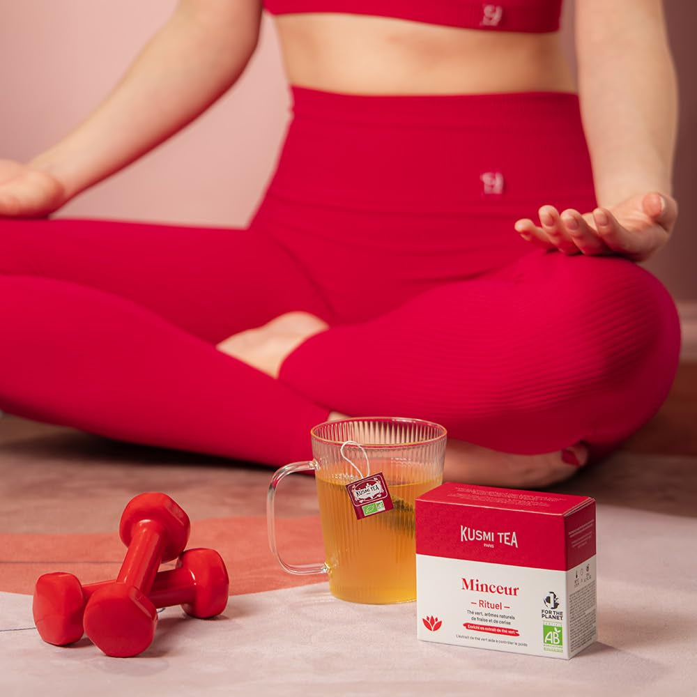 Kusmi Tea - Slim Ritual - Ceai pentru slăbit - Îmbogățit cu extract de ceai verde - Facilitează pierderea în greutate - Căpșuni și cireșe - Ceai vrac - Cutie metalică de 100 g pentru aproximativ 50 de cești