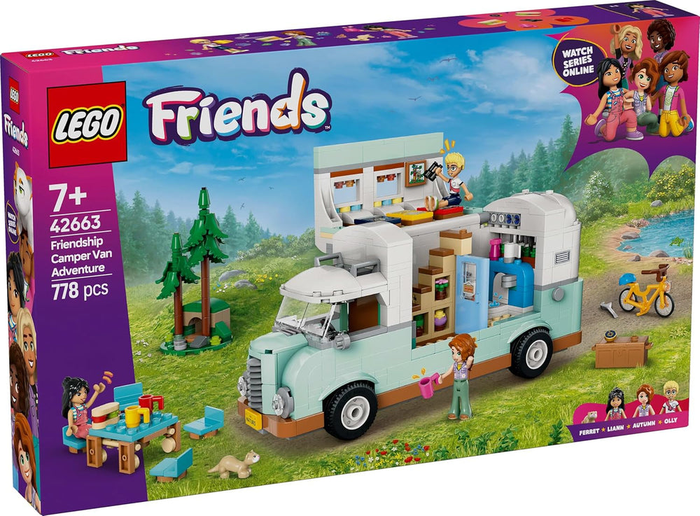 LEGO Friends Caravana, juego de construcción de rol con caravana de juguete, regalo para niñas a partir de 7 años, juego creativo con 3 minifiguras y figura del animal hurón 42663 Juegos de construcción Besuche den LEGO-Store