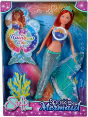 Simba 105733656 - Păpușa Steffi Love Sirena Sclipitoare (39 cm) - sirenă strălucitoare cu schimbare de culoare curcubeu luminos, jucărie rezistentă la apă pentru copii cu vârsta de 3 ani și peste