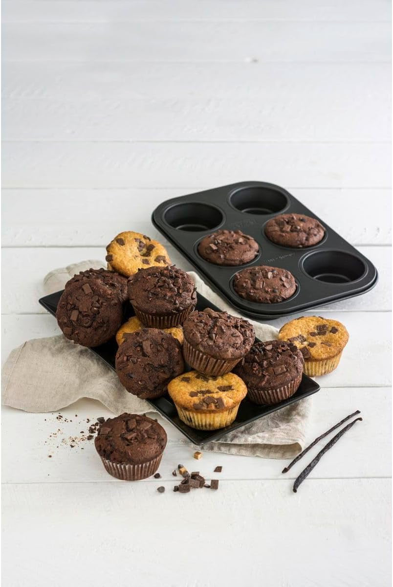 Zenker 6Er Muffinform Black Metallic, 275X190X30 Mm, Teflon Classic Antihaftbeschichtung, Hitzebeständig Bis 230°C, Leichte Reinigung, Ideal Für Köstliche Muffins Matrite si tavi pentru copt Naty Shop