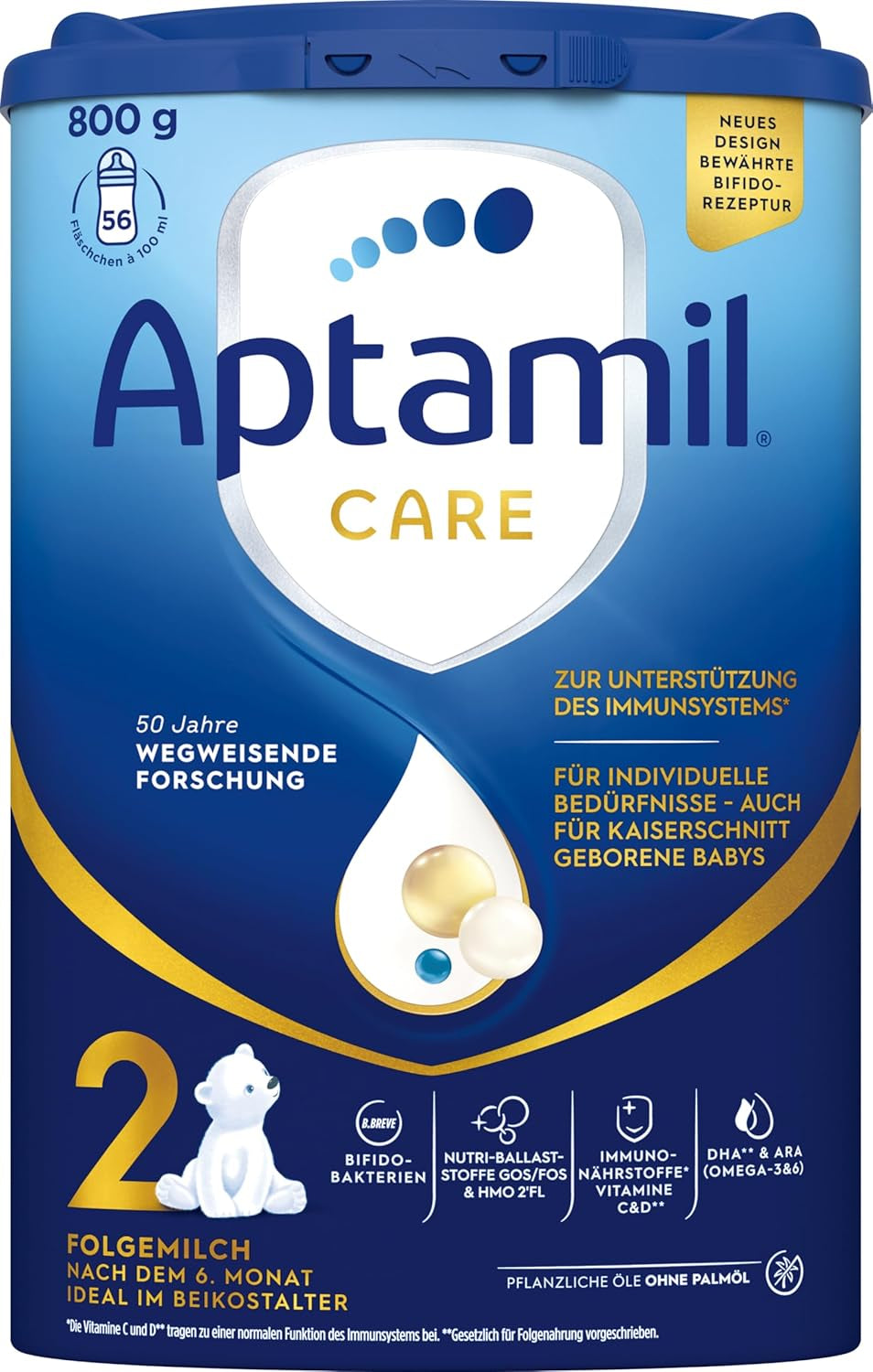 Aptamil Care 2 – También apto para bebés nacidos por cesárea – 1 x 800 g