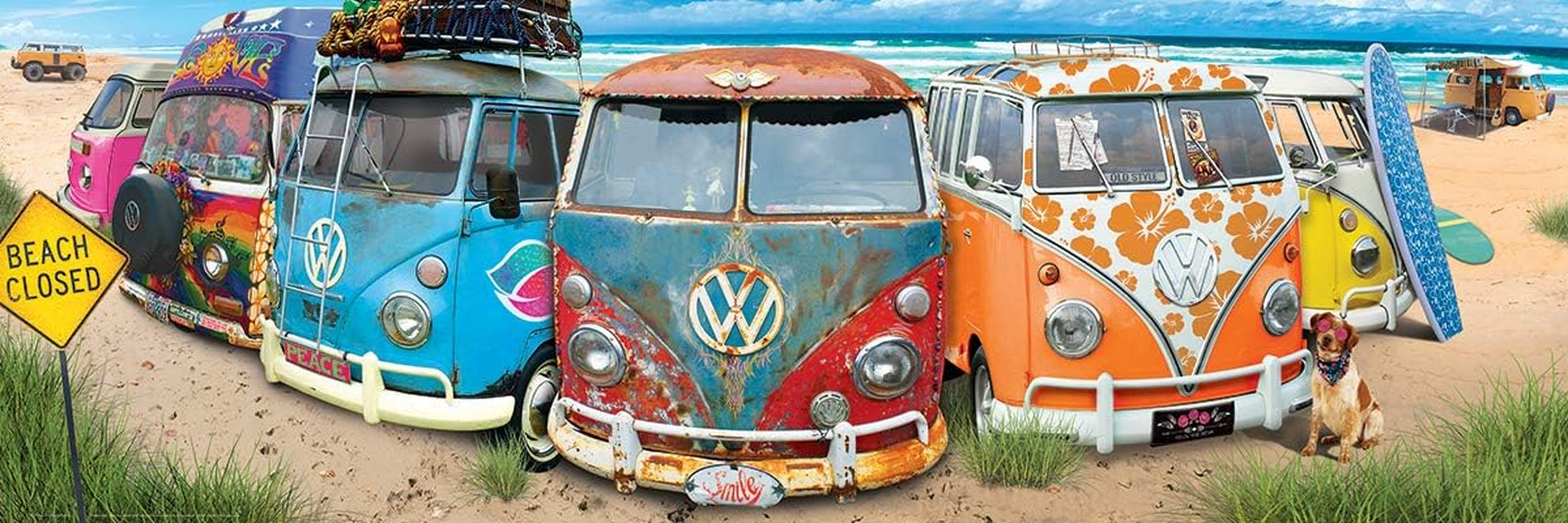 VW Bus - Combinație (puzzle jigsaw): Panorama jigsaw puzzle, 1000 Puzzle Naty Shop