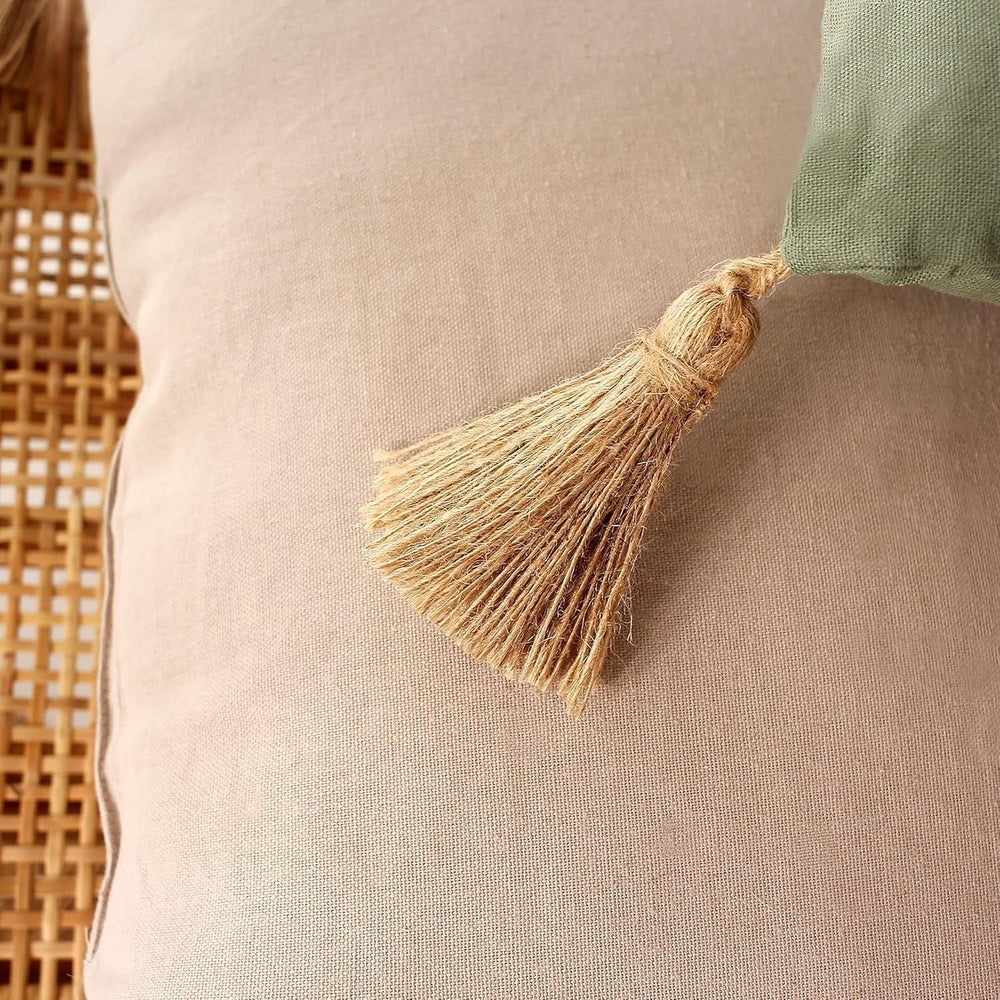 Colcha con 4 bolitas, yute, 90 X 190 Cm, arcilla, 2007AGCHLJT090190, 90 X 190 Cm Edredones y colchas Naty Shop