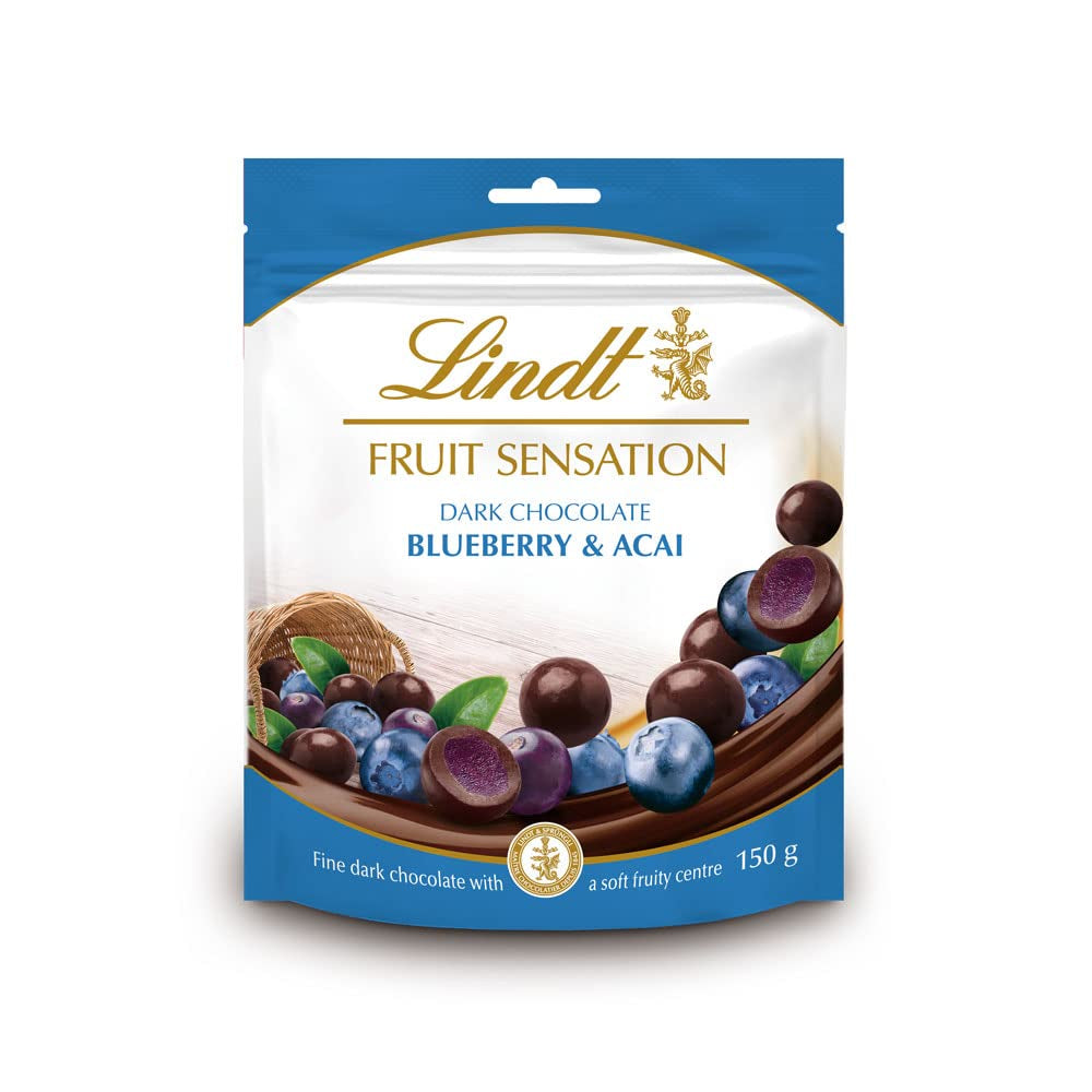 Lindt Chocolate Sensation Fruta Arándano y Acai | 150 gramos | Esfera de chocolate negro con relleno refinado de frutas a base de manzana | Regalo de chocolate | regalo de chocolate