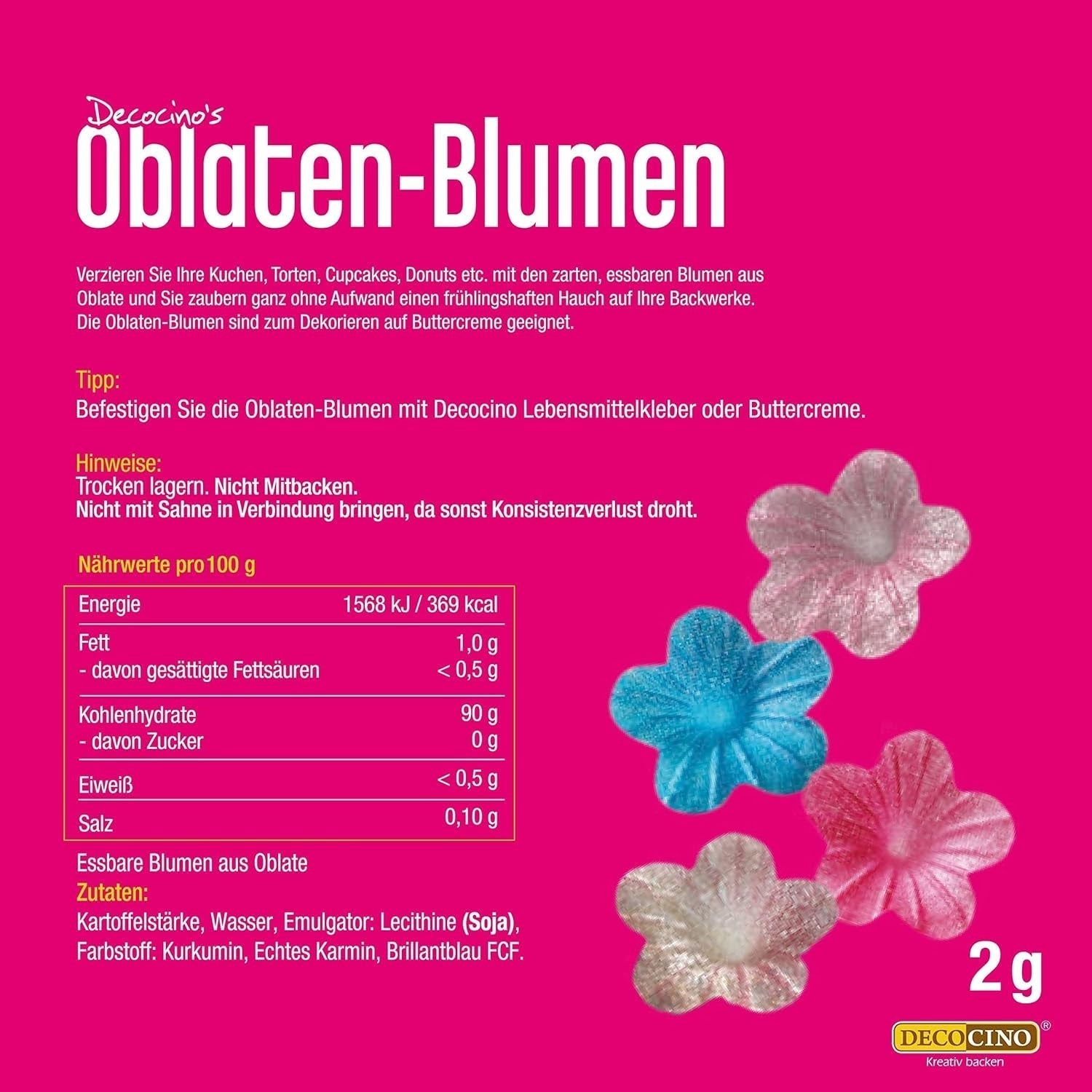 DECOCINO Oblaten-Blumen Pastell - Essbare Blüten Aus Esspapier, Ideal Zum Dekorieren Von Hochzeits-Torten, Geburtstags-Kuchen, Cupcakes Uvm. Glazuri si Decor Naty Shop