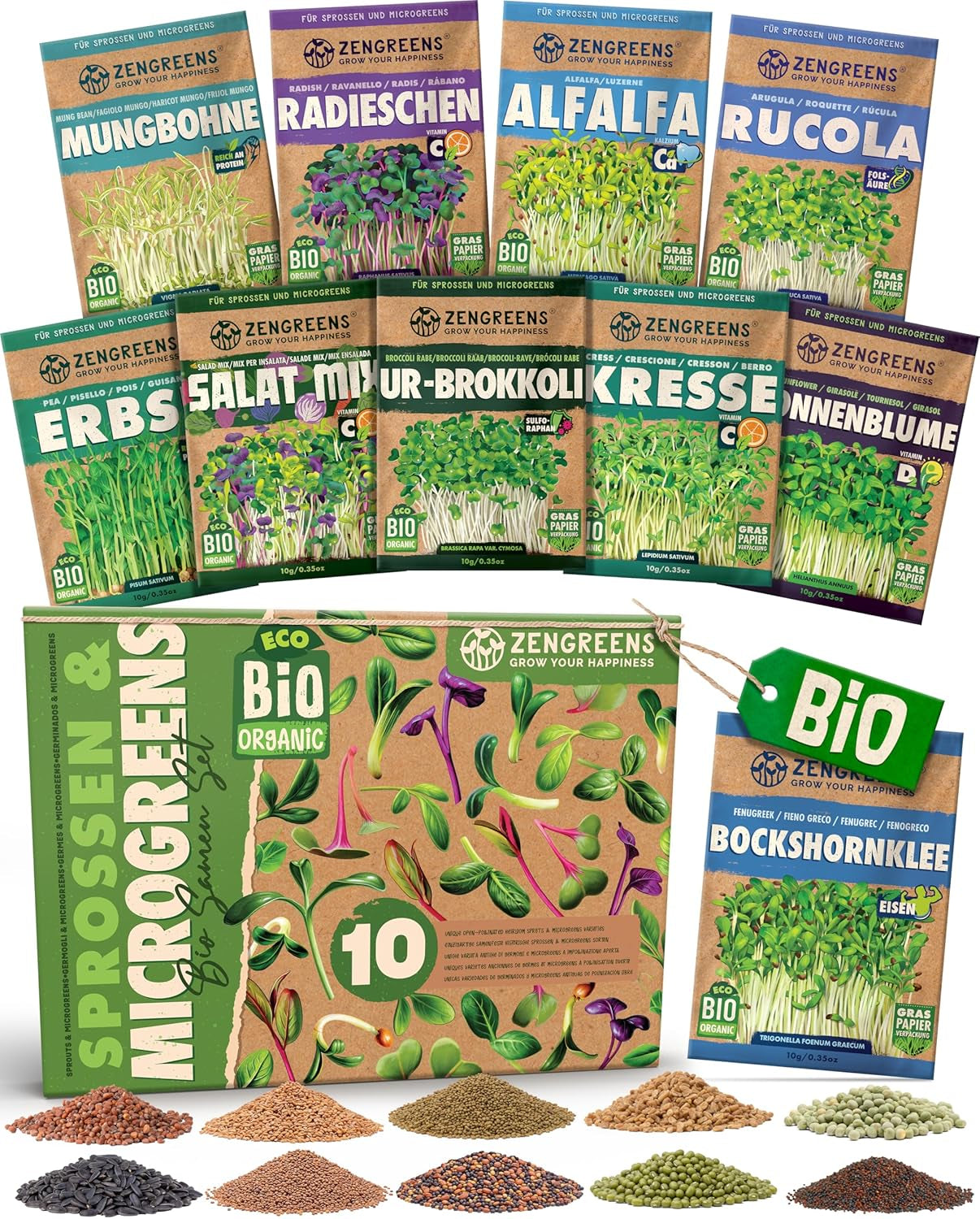 Semillas de Albahaca Orgánicas en un Juego de 6 - 6 Semillas de Albahaca para un fácil Cultivo en el jardín, balcón o Cama elevada - Semillas de Plantas - Plántulas